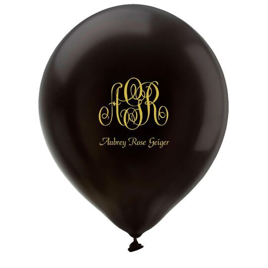 Large Script Monogram with Text Latex Balloons