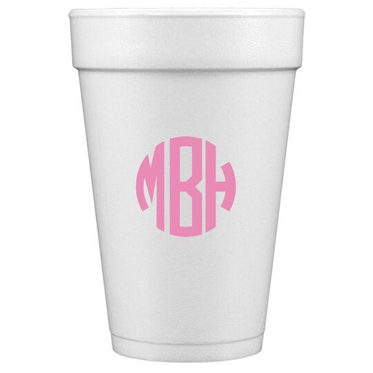 Rounded Monogram Styrofoam Cups