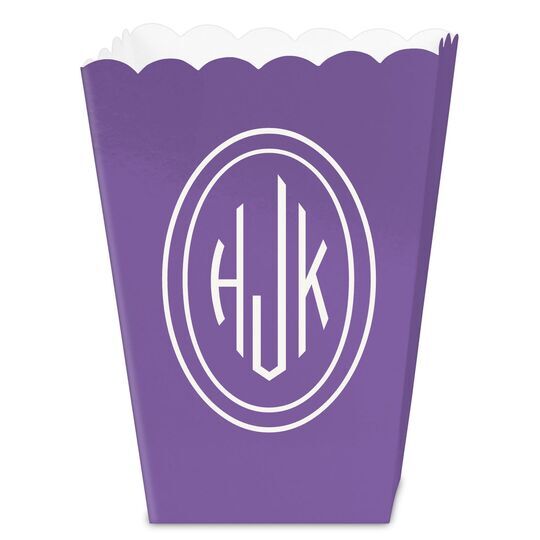 Outline Shaped Oval Monogram Mini Popcorn Boxes