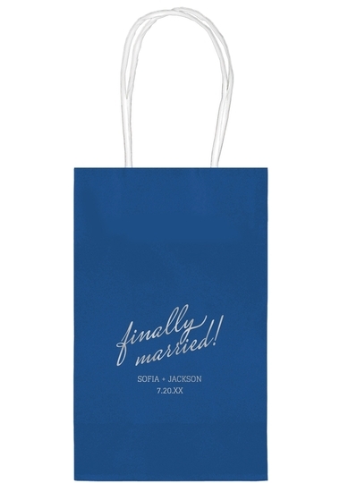 Expressive Script Finally Married Medium Twisted Handled Bags