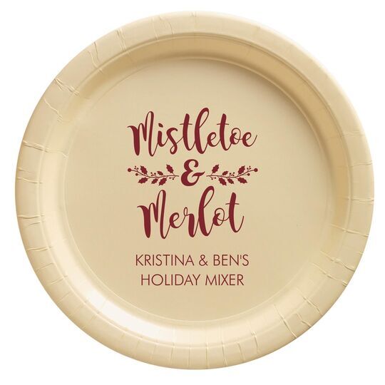 Mistletoe and Merlot Paper Plates