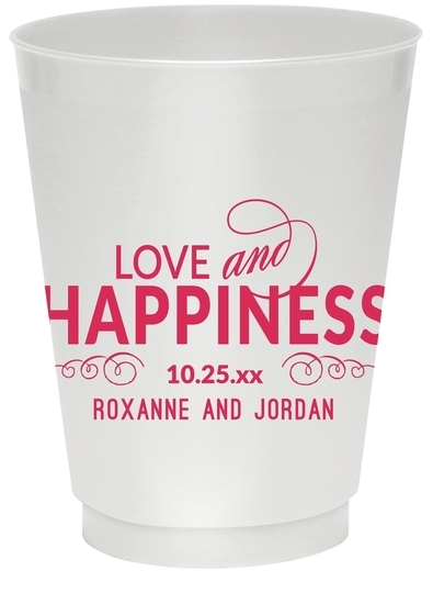 Love and Happiness Scroll Colored Shatterproof Cups