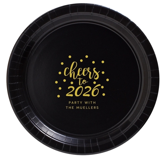 Confetti Dots Cheers to the New Year Paper Plates