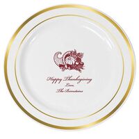 Thanksgiving Horn Premium Banded Plastic Plates