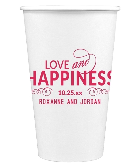 Love and Happiness Scroll Paper Coffee Cups