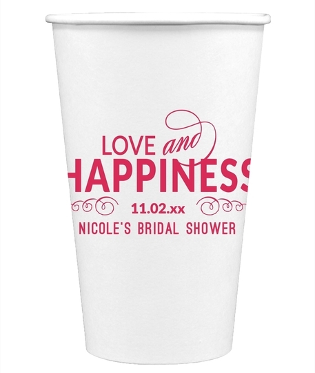 Love and Happiness Scroll Paper Coffee Cups