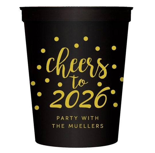 Confetti Dots Cheers to the New Year Stadium Cups