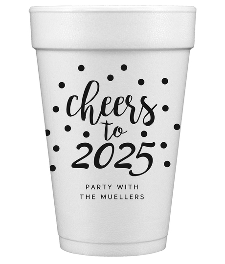 Confetti Dots Cheers to the New Year Styrofoam Cups