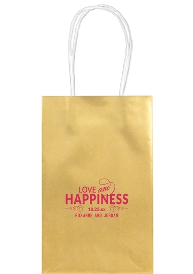 Love and Happiness Scroll Medium Twisted Handled Bags