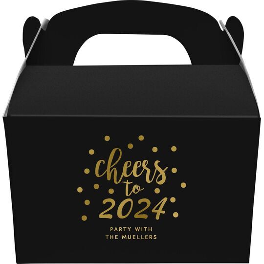 Confetti Dots Cheers to the New Year Gable Favor Boxes