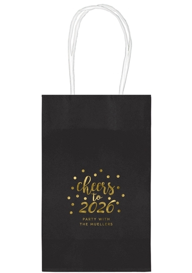 Confetti Dots Cheers to the New Year Medium Twisted Handled Bags