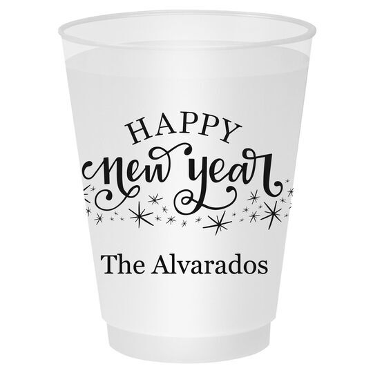 Hand Lettered Sparkle Happy New Year Shatterproof Cups
