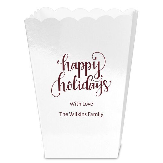 Hand Lettered Happy Holidays Mini Popcorn Boxes