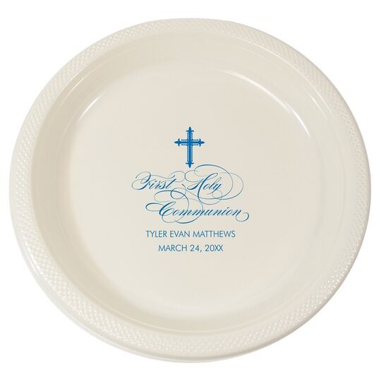 Fleur De Lis Cross Plastic Plates