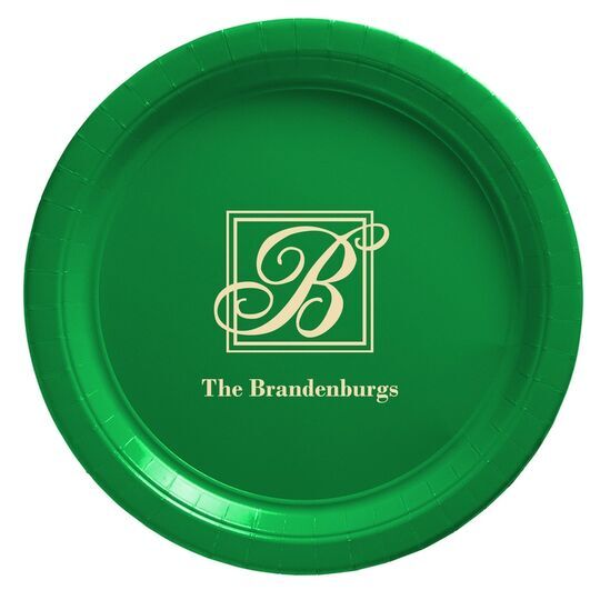 Framed Initial Plus Text Paper Plates