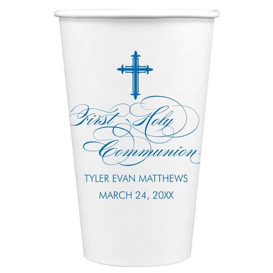 Fleur De Lis Cross Paper Coffee Cups