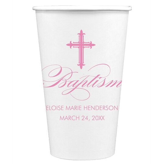 Fleur De Lis Cross Paper Coffee Cups
