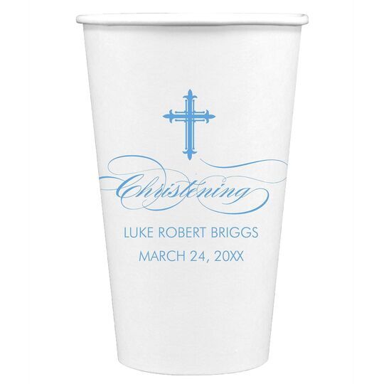 Fleur De Lis Cross Paper Coffee Cups