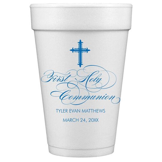 Fleur De Lis Cross Styrofoam Cups