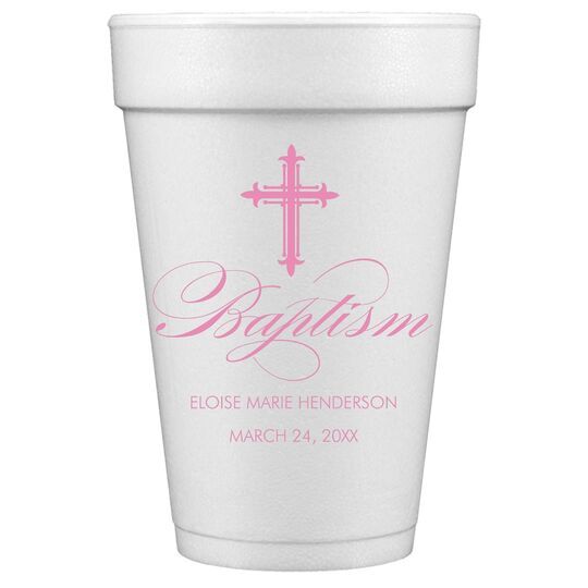 Fleur De Lis Cross Styrofoam Cups