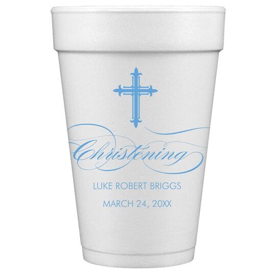 Fleur De Lis Cross Styrofoam Cups