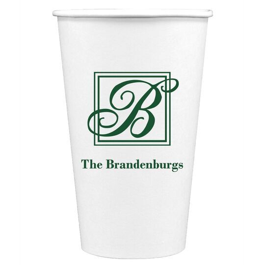 Framed Initial Plus Text Paper Coffee Cups