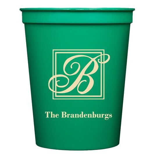 Framed Initial Plus Text Stadium Cups