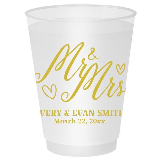 Mr. and Mrs. Hearts Shatterproof Cups