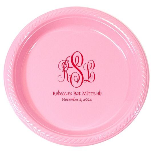 Script Monogram with Small Initials plus Text Plastic Plates