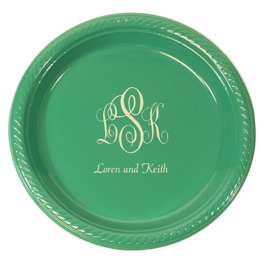 Script Monogram with Small Initials plus Text Plastic Plates