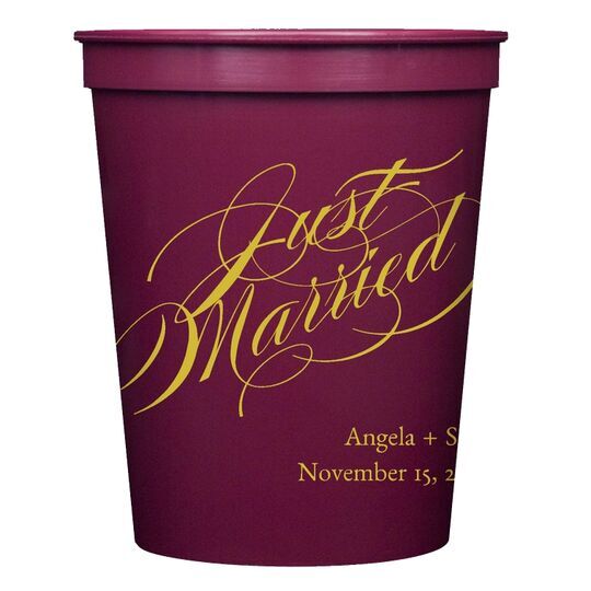 Romantic Just Married Stadium Cups