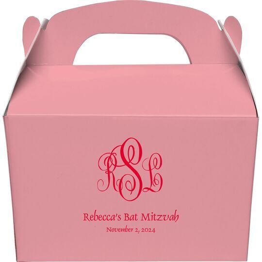 Script Monogram with Small Initials plus Text Gable Favor Boxes