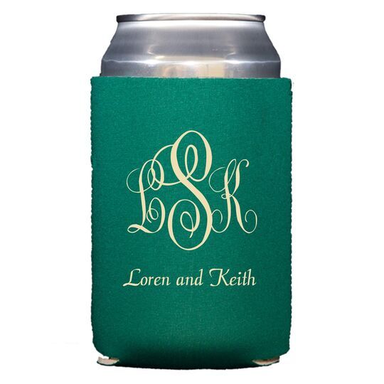 Script Monogram with Small Initials plus Text Collapsible Huggers