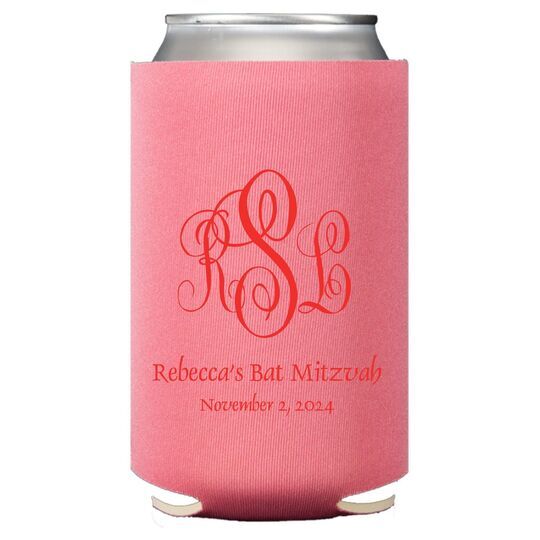 Script Monogram with Small Initials plus Text Collapsible Huggers