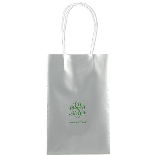 Script Monogram with Small Initials plus Text Medium Twisted Handled Bags