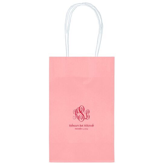 Script Monogram with Small Initials plus Text Medium Twisted Handled Bags