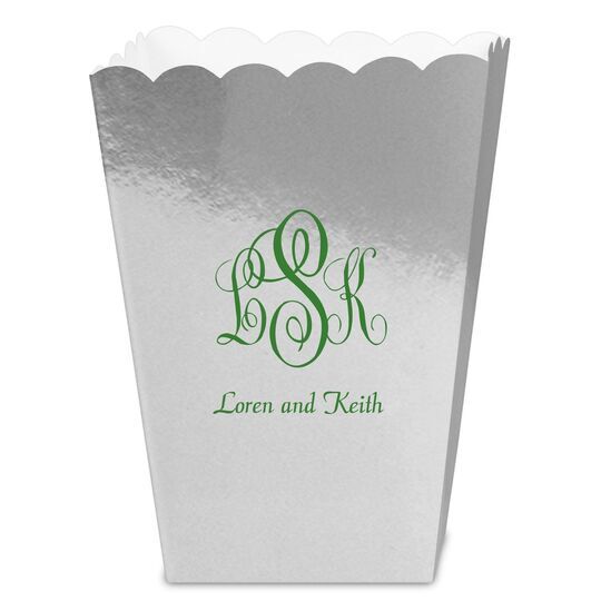 Script Monogram with Small Initials plus Text Mini Popcorn Boxes