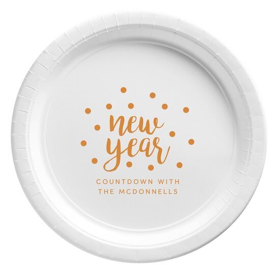 Confetti Dots New Year Paper Plates