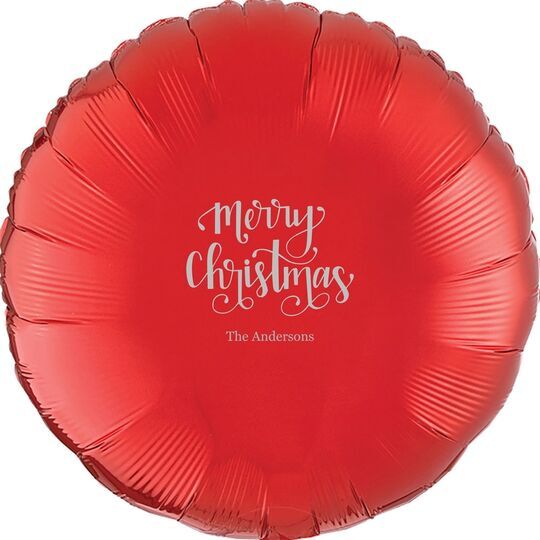 Hand Lettered Merry Christmas Mylar Balloons