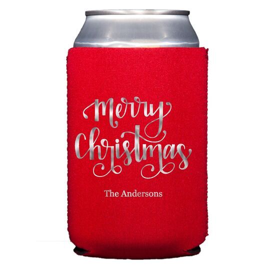Hand Lettered Merry Christmas Collapsible Huggers