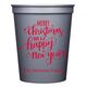 Hand Lettered Merry Christmas and Happy New Year Stadium Cups Image 1 of 2