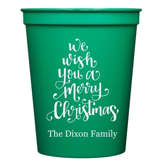 Hand Lettered We Wish You A Merry Christmas Stadium Cups