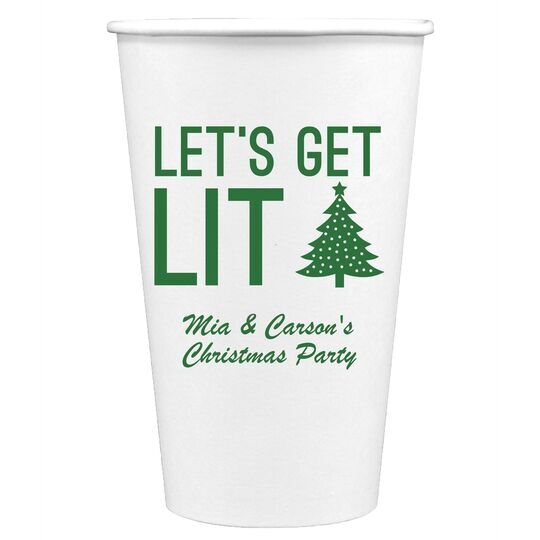 Let's Get Lit Christmas Tree Paper Coffee Cups