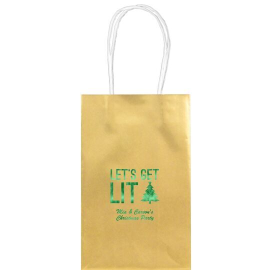 Let's Get Lit Christmas Tree Medium Twisted Handled Bags