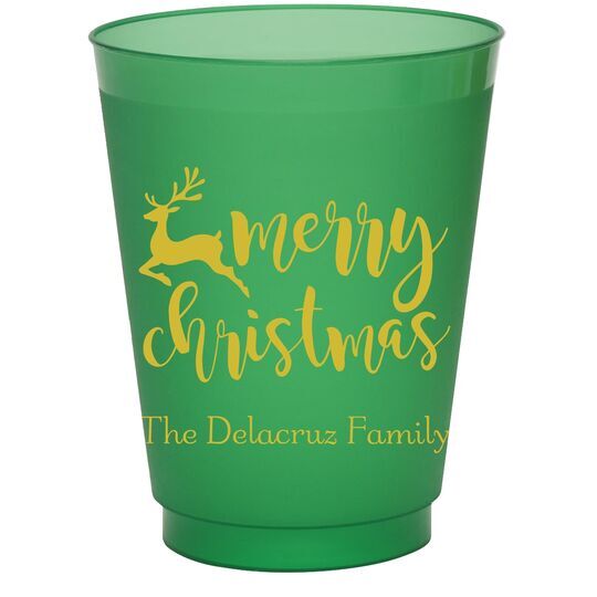 Merry Christmas Reindeer Colored Shatterproof Cups