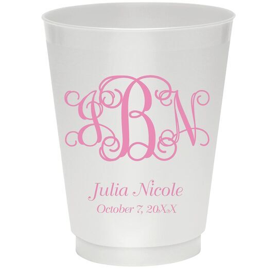 Vine Monogram with Text Colored Shatterproof Cups