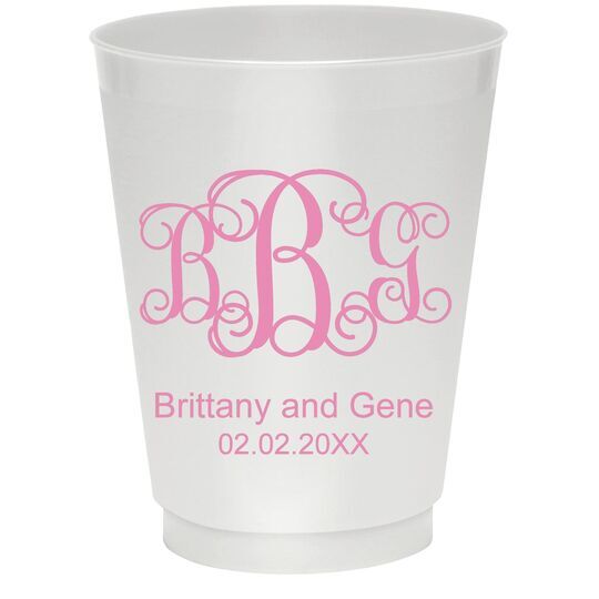 Vine Monogram with Text Colored Shatterproof Cups