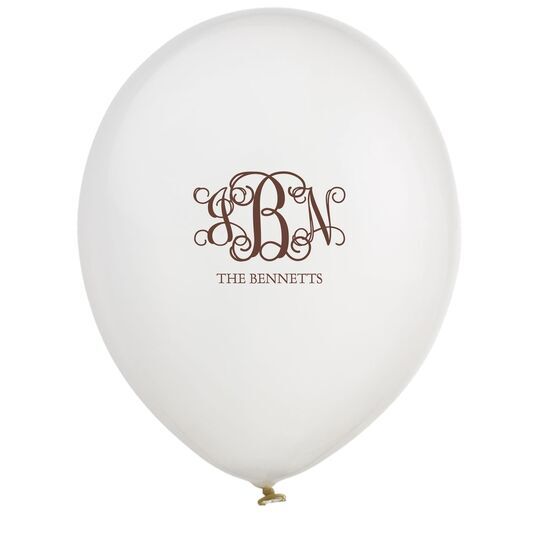 Vine Monogram with Text Latex Balloons