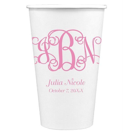 Vine Monogram with Text Paper Coffee Cups