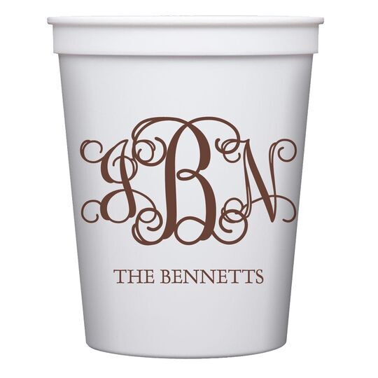 Vine Monogram with Text Stadium Cups